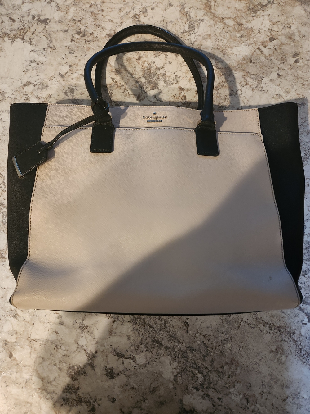 kate spade two-tone beige and black satchel